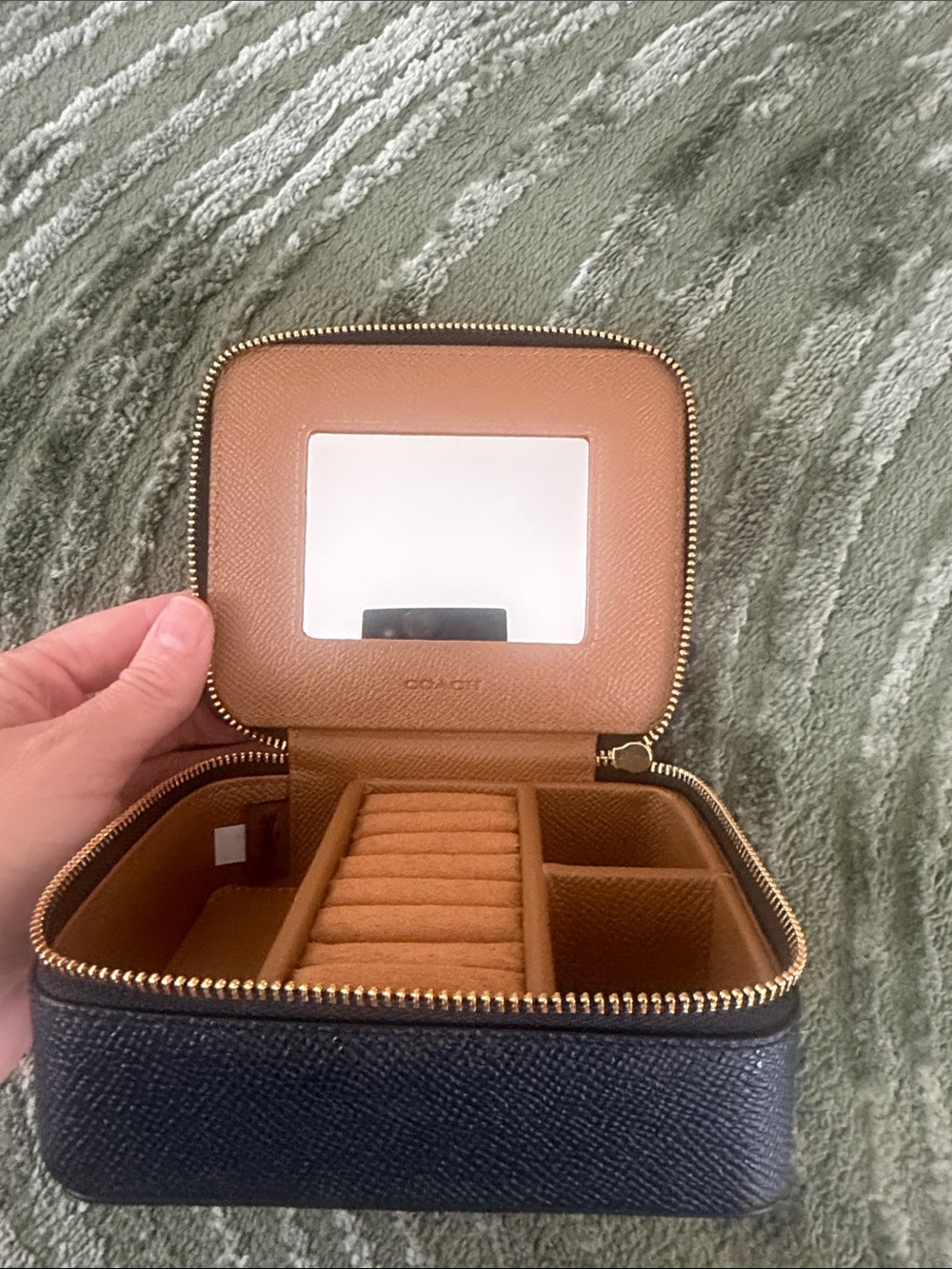 Coach Black Leather Zip Wallet with Gold Tone Logo - Picture 2 of 4
